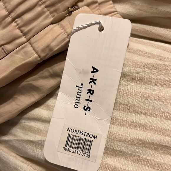 Akris Punto NWT Farell Sand Color Trousers 100% Cotton Size 2 Elastic Waist - Picture 3 of 4